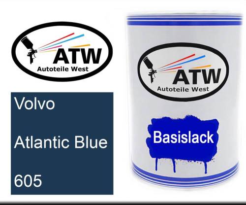 Volvo, Atlantic Blue, 605: 500ml Lackdose, von ATW Autoteile West.